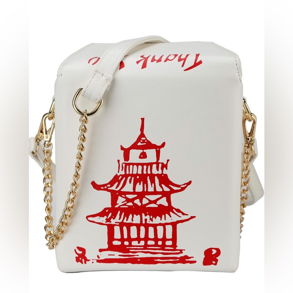 Ondeam Tower Print Crossbody Shoulder Bag,Pu Chinese Takeout Box Totes Purse